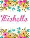 Michelle: Personalised Notebook/Journal Gift for Women & Girls 100 Pages (White Floral Design)