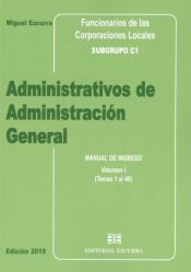 Portada de Administrativos de administración general. Manual de ingreso 2019. 2 Tomos Funcionarios de las Corporaciones Locales. Subgrupo C1