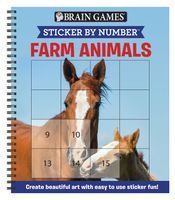 Portada de Brain Games - Sticker by Number: Farm Animals (Square Stickers): Create Beautiful Art with Easy to Use Sticker Fun!