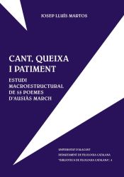 Portada de Cant, queixa i patiment. Estudi macroestructural de 55 poemes d'Ausiàs March