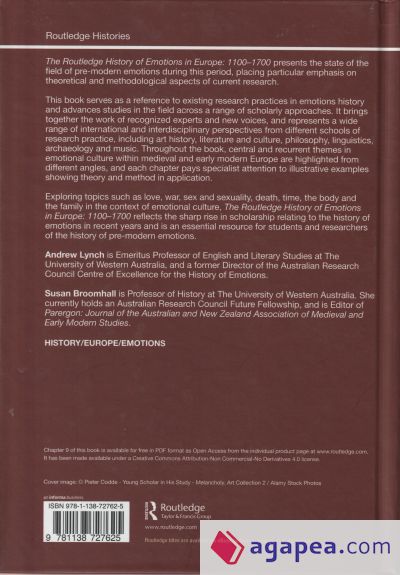 The Routledge History of Emotions in Europe: 1100-1700