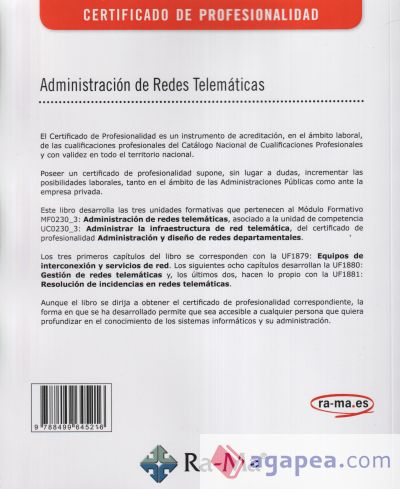 Administración de redes telemáticas. Certificados de profesionalidad. Administración y diseño de redes departamentales