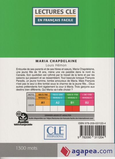 MARIA CHAPDELAINE - NIVEAU 3;B1 - LIVRE