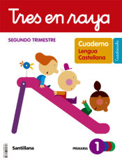 Portada de TRES EN RAYA CUADERNO LENGUA CUADRICULA 1 PRIMARIA 2 TRIM