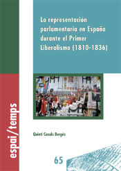 Portada de La representación parlamentaria en España durante el Primer Liberalismo (1810-1836)