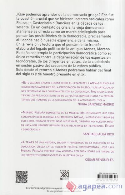 Retorno a Atenas: La democracia como principio antioligárquico