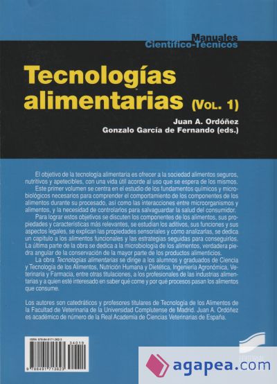 Tecnologías alimentarias. Vol. 1