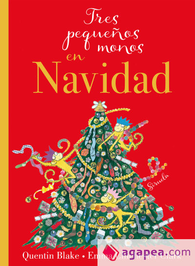 Tres pequeños monos en Navidad