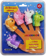 Portada de Colorea y juega con marionetas. Unicornios