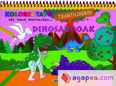 Koloreztatu txantiloiekin. Dinosauroak