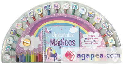 Lápices y gomas. Unicornios mágicos