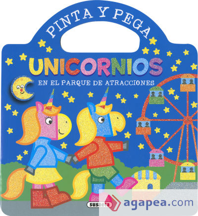 Pinta y pega unicornios. En el parque de atracciones