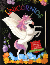 Portada de Unicornios. Dibujos para raspar y colorear