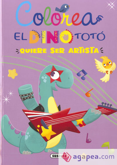 colorea. el dino totó quiere ser artista