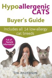 Portada de Hypoallergenic Cats Buyer's Guide. Includes all 14 low-allergy cat breeds. Full of facts & information for people with cat allergies