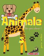 Portada de ANIMALES libro para colorear 2: Libro para colorear increíble, animales impresionantes para niños, con perro, gato, canguro, elefante y más