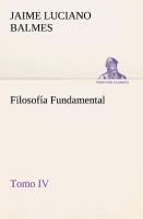 Portada de Filosofía Fundamental, Tomo IV