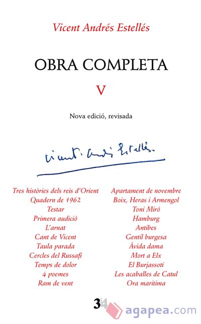 OBRA COMPLETA V - VICENT ANDRES ESTELLÉS - (NOVA EDICIÓ, REVISADA)