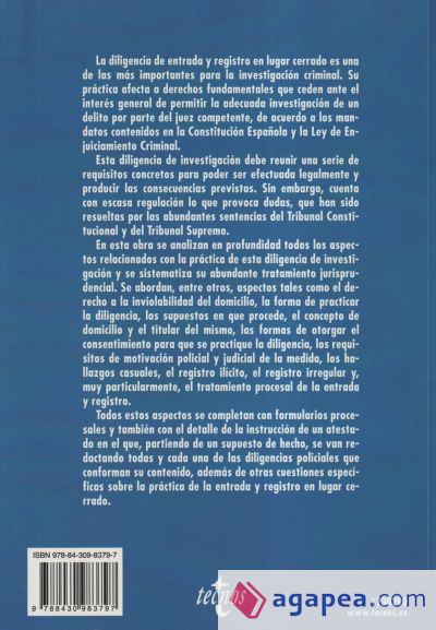 Aspectos legales, jurisprudenciales y policiales de la entrada y registro en lugar cerrado