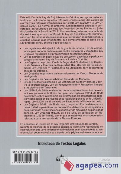 Ley de Enjuiciamiento Criminal y legislación complementaria