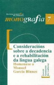 Portada de Consideracións sobre a decadencia e a rehabilitación da lingua galega. Homenaxe a Manuel García Blanco