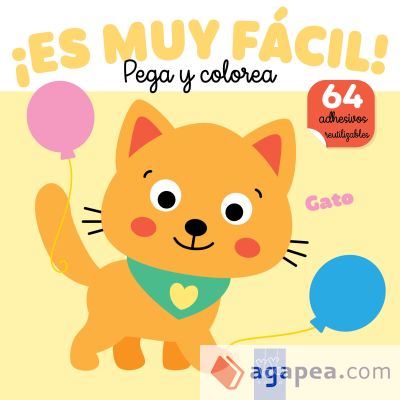 ¡Es muy fácil! Pega y colorea. Gato