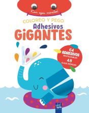 Portada de Coloreo y pego adhesivos gigantes. Elefante