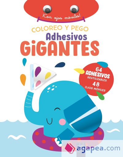 Coloreo y pego adhesivos gigantes. Elefante