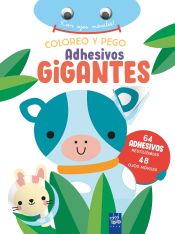 Portada de Coloreo y pego adhesivos gigantes. Vaca